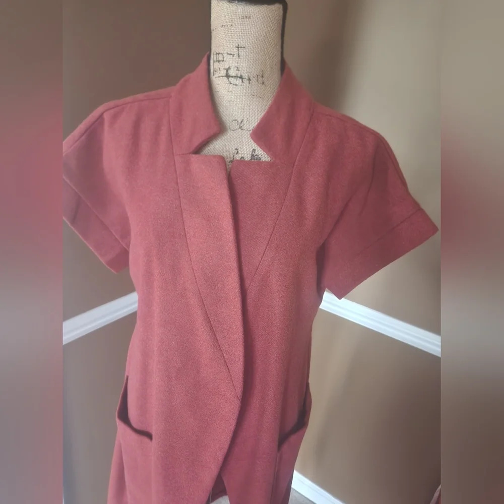 NWT Petite Medium Copper Red Tie Pea Coat With Pockets by Worthington - Picture 8 of 10